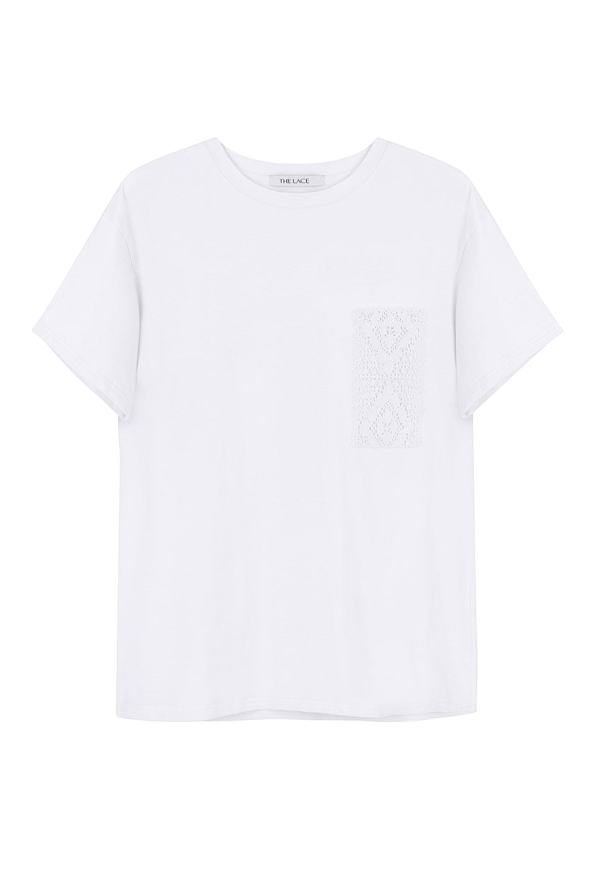 Oversized t-shirt with embroidery decoration in blue/white