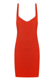 Knitted mini dress with edging in orange/black