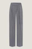 Woolen pants with a tie in black