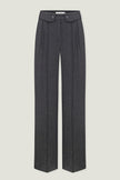 Woolen palazzo pants with a decorated belt in dark gray
