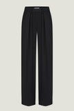 Low-rise woolen palazzo pants in black