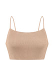Short knitted top with thin straps