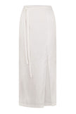 Linen midi skirt with cut