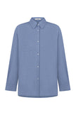 Shirt with patch pocket in cobalt/cream