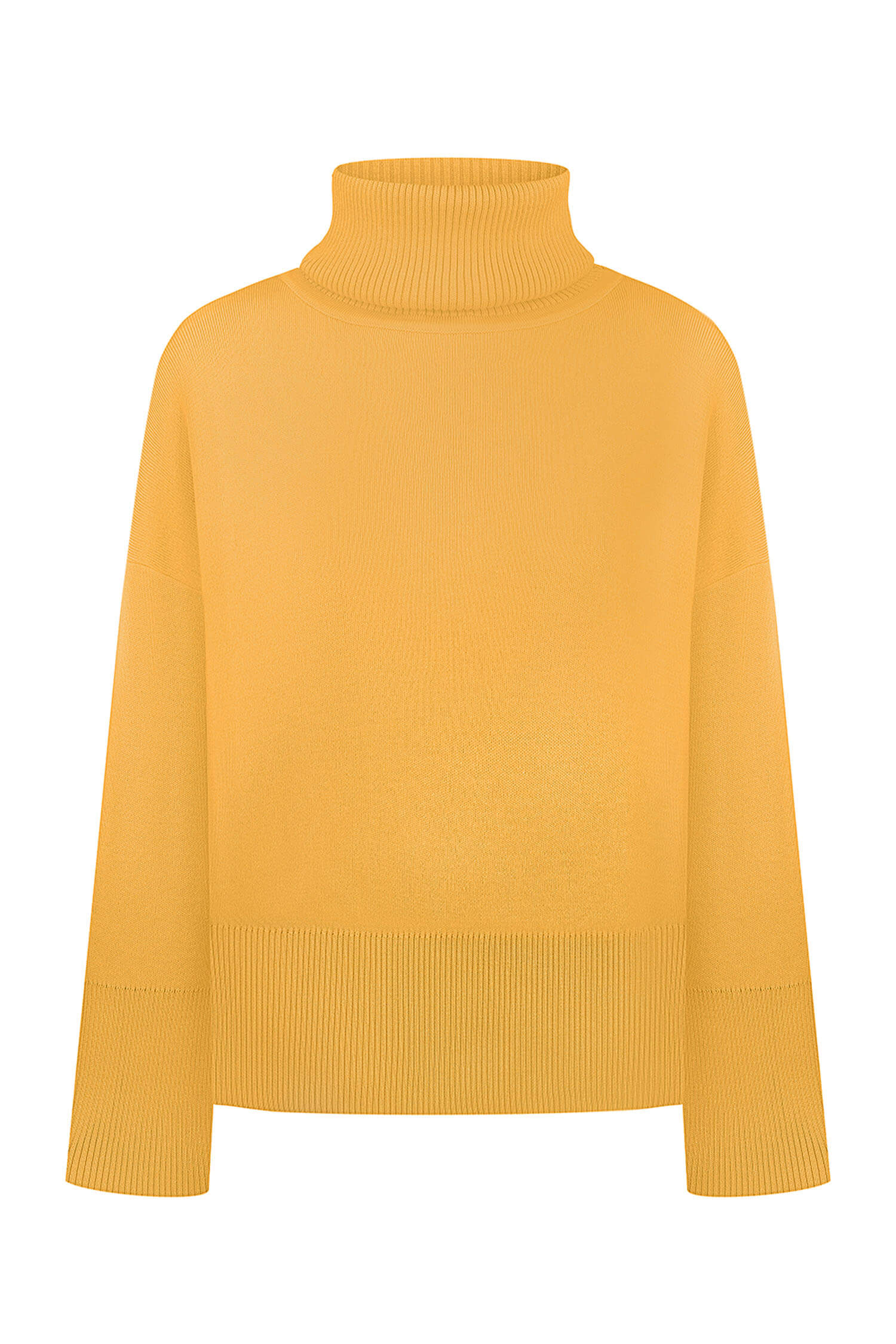 Knitted sweater with a voluminous neck
