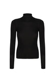 Thin ribbed turtleneck sweater in nude/black/gray
