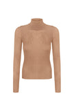 Thin ribbed turtleneck sweater in nude/black/gray