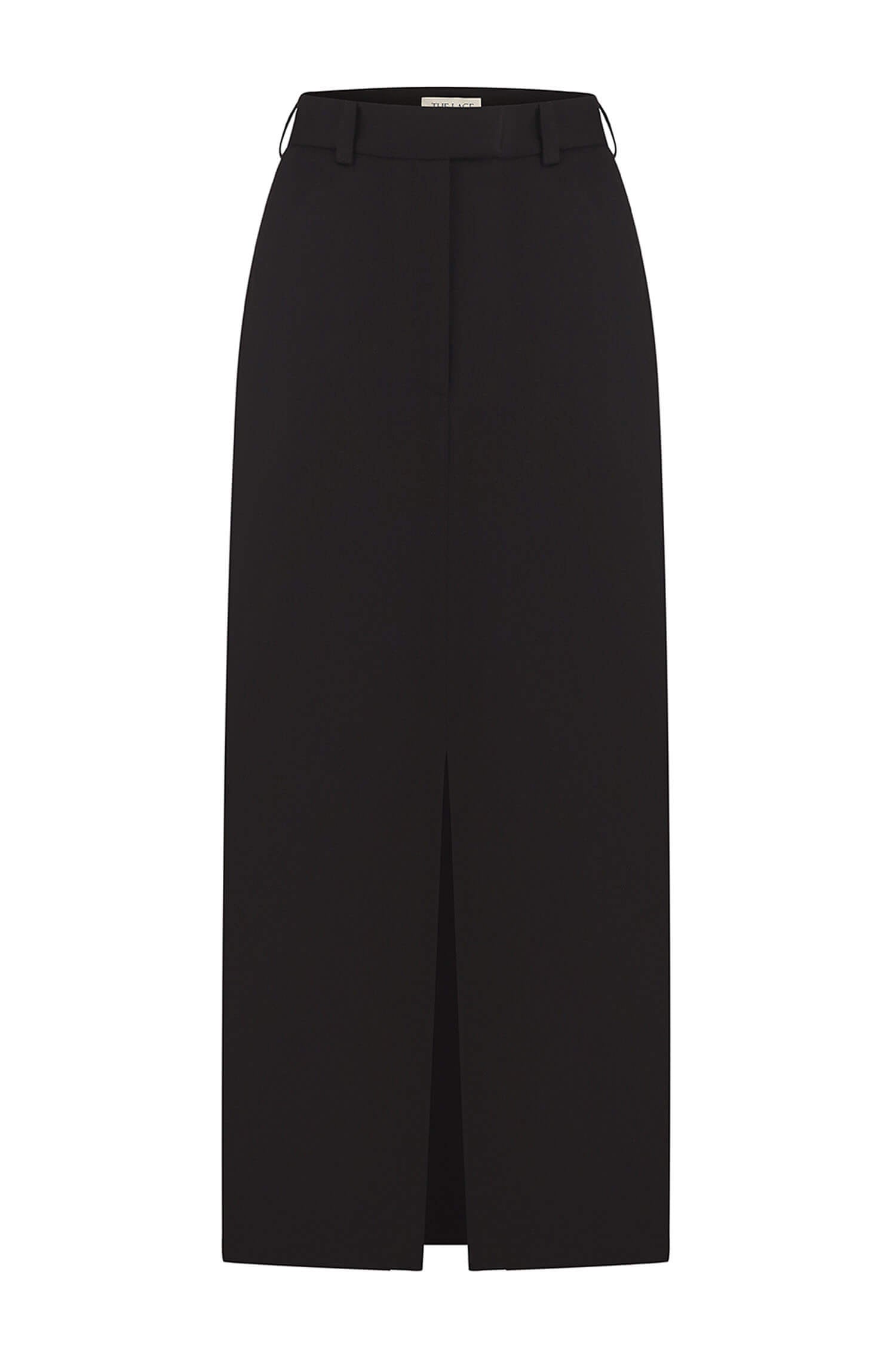 Midi skirt with front slit in cappuccino/black