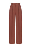 Palazzo pants with a low fit in chocolate/beige/gray
