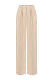 Palazzo pants with a low fit in chocolate/beige/gray