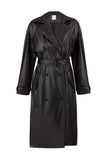 Faux leather oversized trenchcoat in chocolate/black