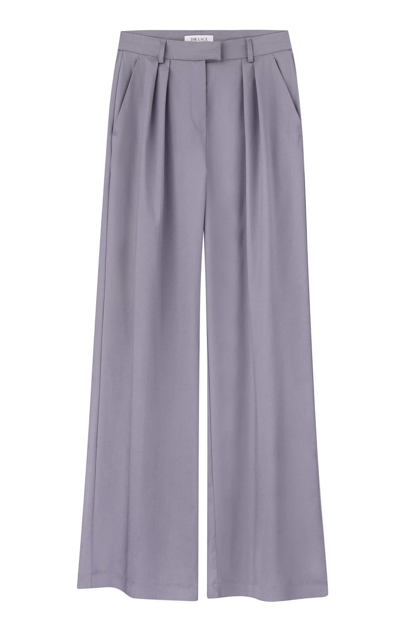 Palazzo pants with a low fit in chocolate/beige/gray