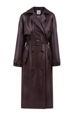 Faux leather oversized trenchcoat in chocolate/black