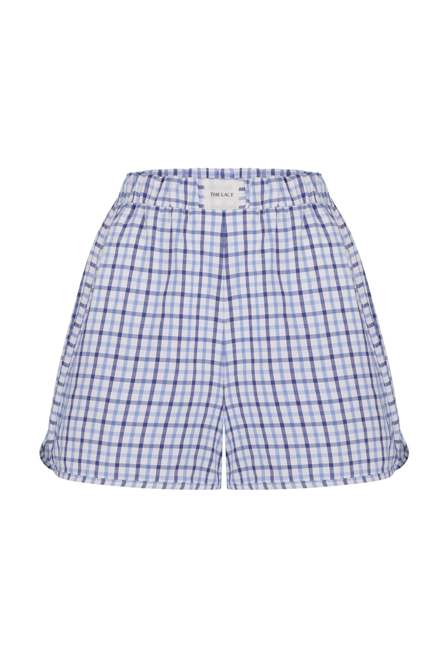 Oversized cotton shorts in blue check (eco)