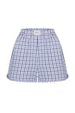 Oversized cotton shorts in blue check (eco)