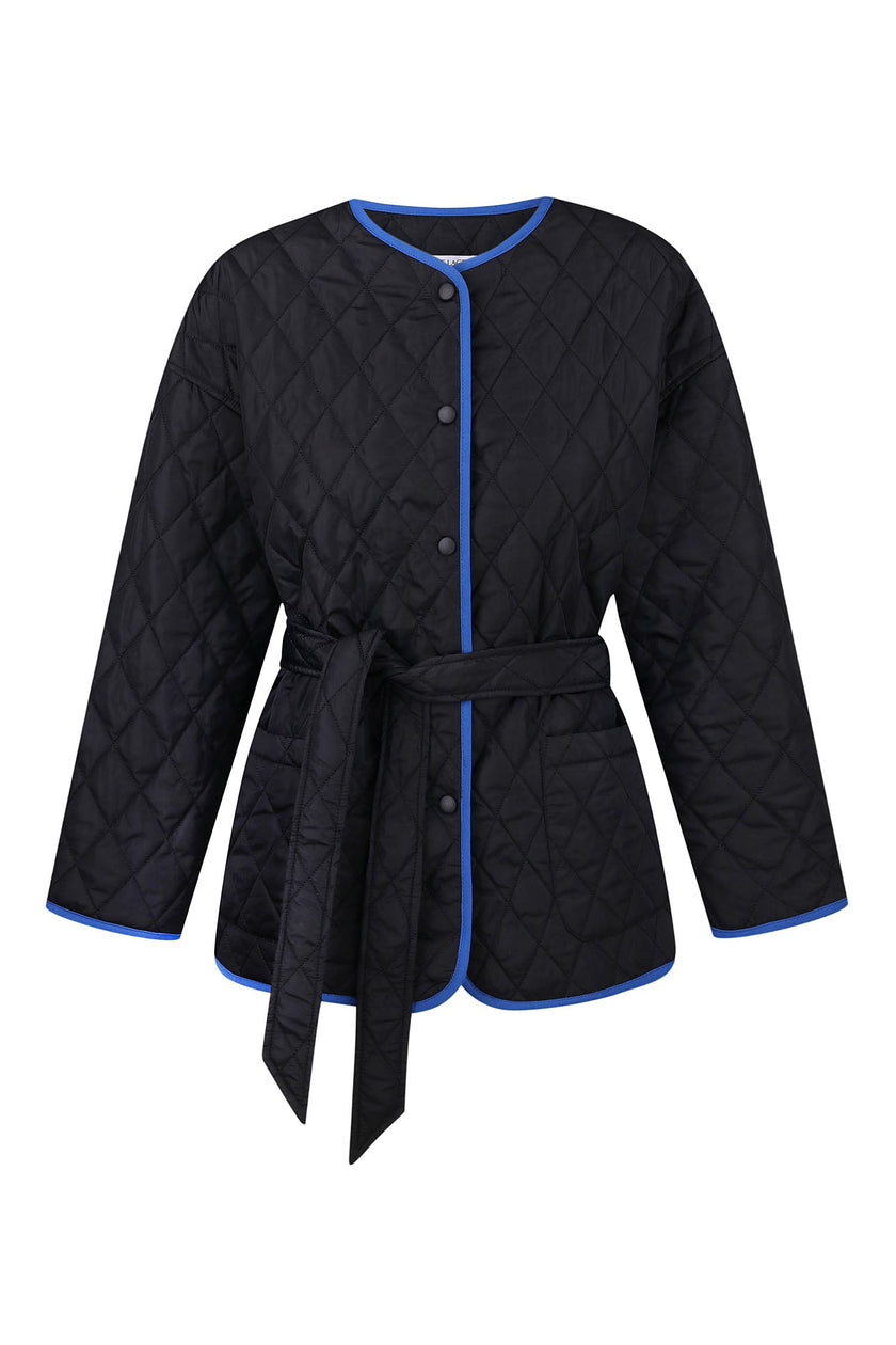 Quilted jacket with a belt