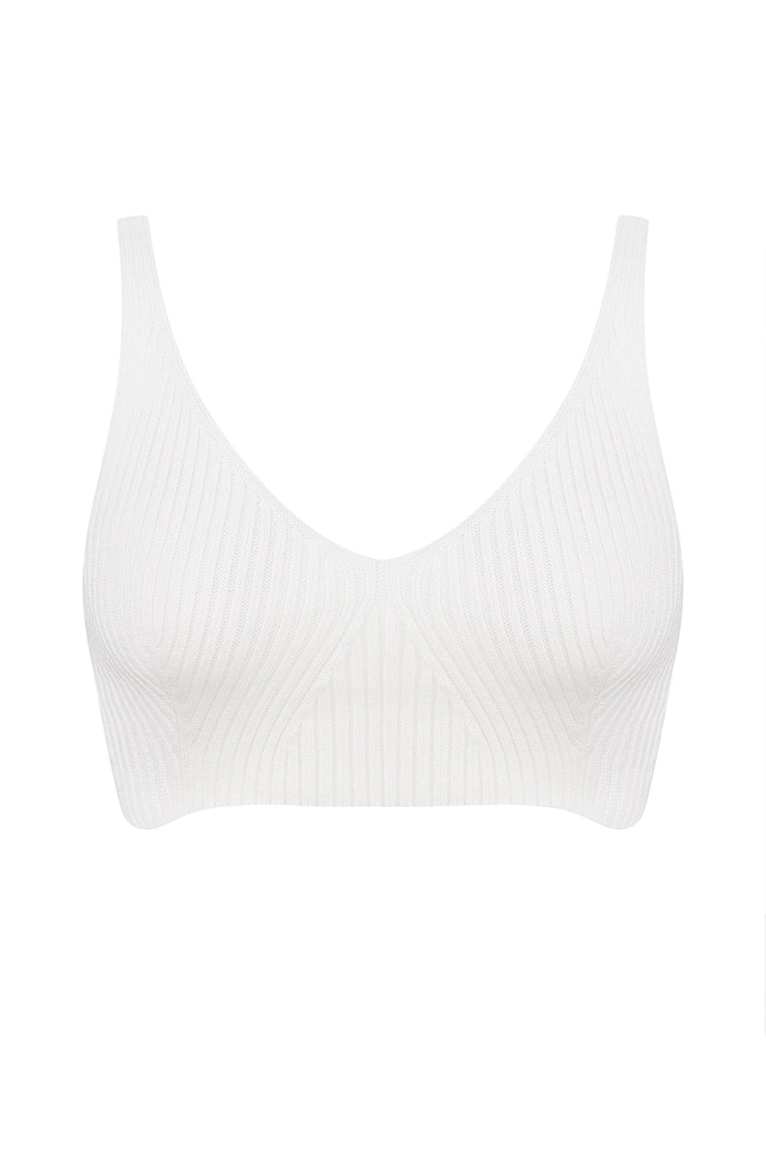 Knitted crop top in milk/cappuccino