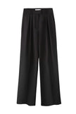Palazzo pants with double tucks in gray/black