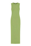 Knitted maxi dress in orange/green