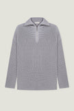 Oversized knitted sweater with a zipper in gray color