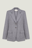 Single-breasted woolen jacket with a tie in gray