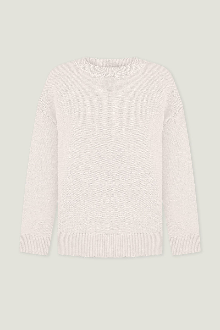 Gray merino wool round neck sweater
