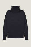 Merino wool sweater with neckline in black