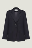 Single-breasted woolen jacket with a tie in gray
