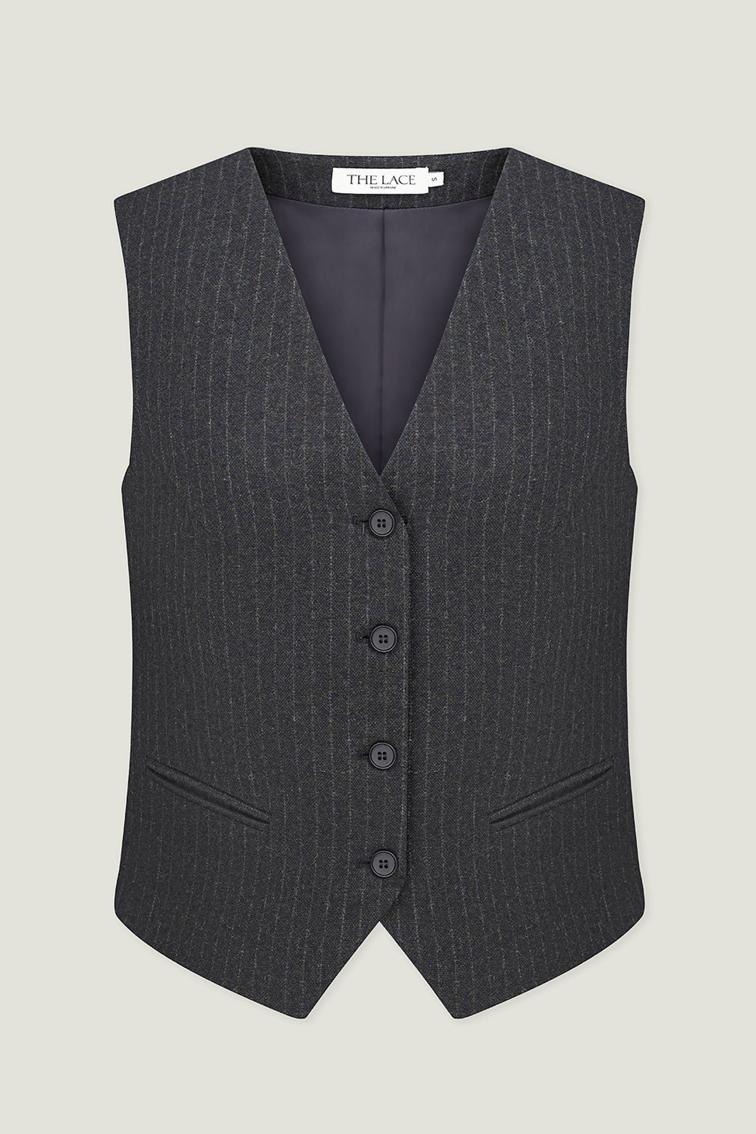 Classic woolen vest in a gray-green stripe