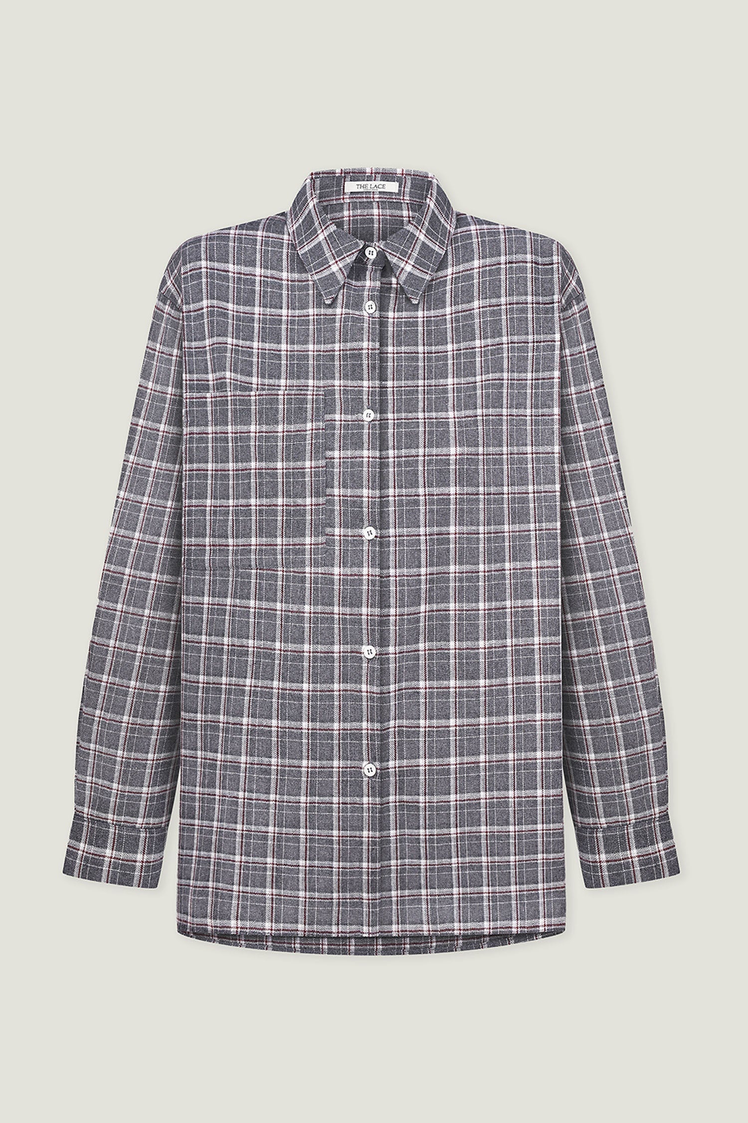 Shirt with a pocket in a beige check gray