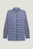 Shirt with a pocket in a beige check dark blue