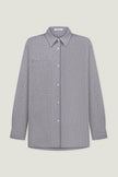 Shirt with a pocket in a beige check gray