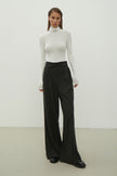 Woolen palazzo pants with a decorated belt in dark gray