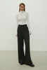 Woolen palazzo pants with a decorated belt in dark gray