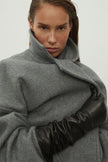 Woolen coat-robe in gray