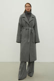 Woolen coat-robe in gray