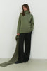 Knitted sweater with a voluminous neck