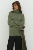 Knitted sweater with a voluminous neck