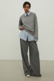 Gray merino wool round neck sweater