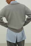 Gray merino wool round neck sweater