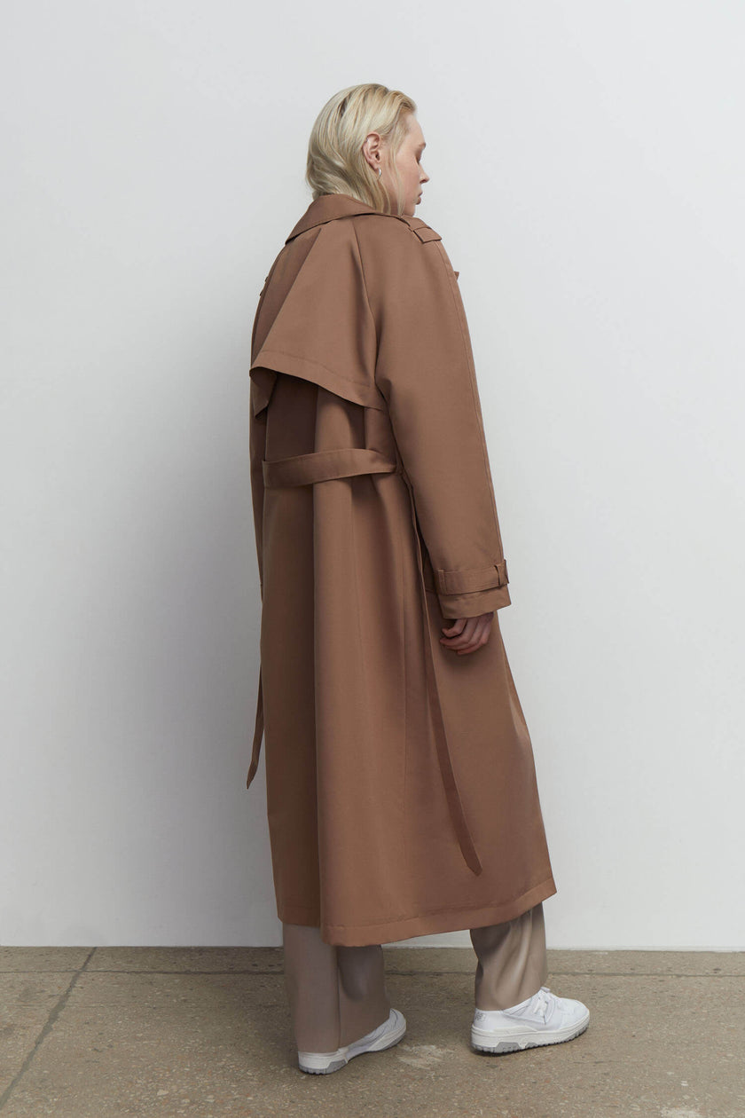 Trenchcoat oversized in brown/blue gray