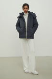 Women's jacket with a belt in graphite color