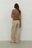 Thin ribbed turtleneck sweater in nude/black/gray