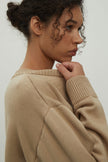 Gray merino wool round neck sweater
