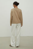 Gray merino wool round neck sweater