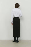 Midi skirt with front slit in cappuccino/black