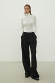 Low-rise woolen palazzo pants in black