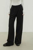 Low-rise woolen palazzo pants in black