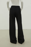 Low-rise woolen palazzo pants in black