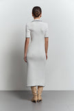 Knitted midi dress with edging in milk